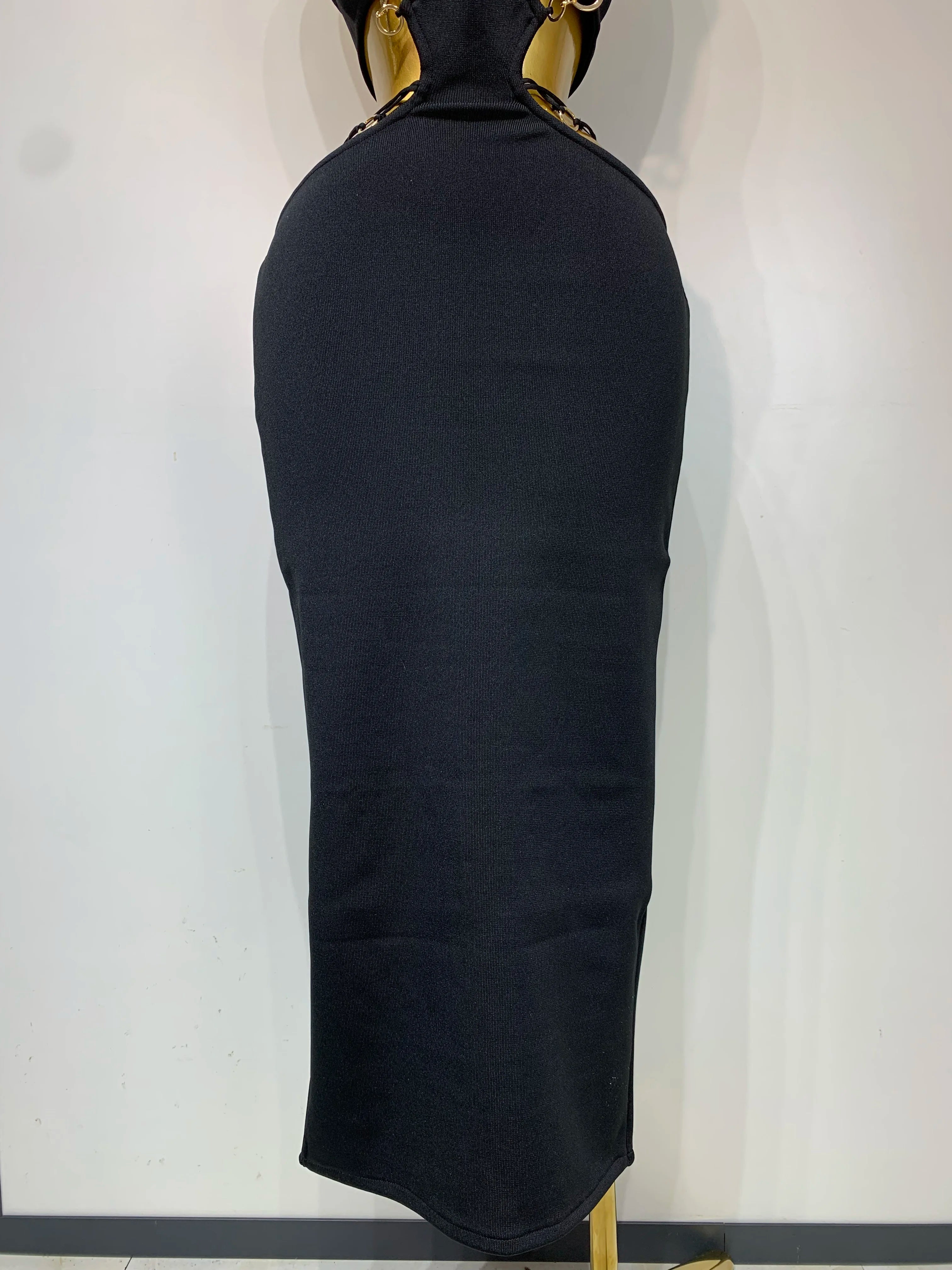 Sleeveless Halter Hollow Out Bodycon Long Bandage Dress