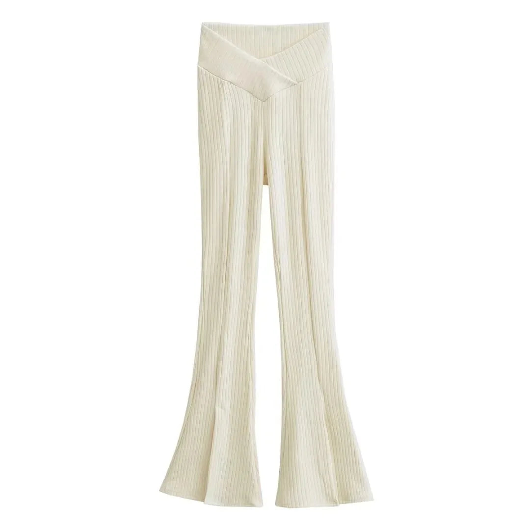 Flared Trousers Split Out Cross Low Waist Flared Pants