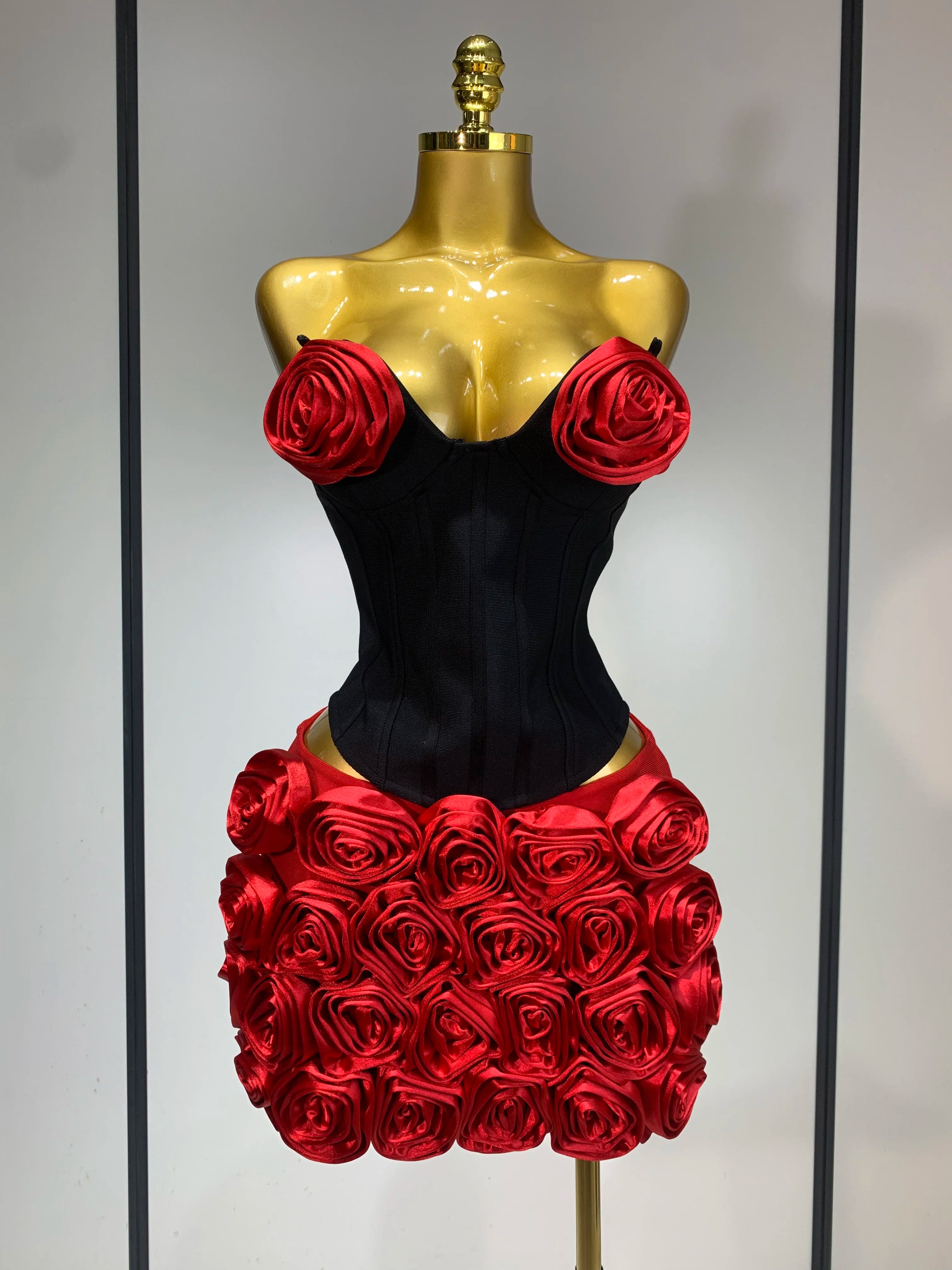 Strapless Bandage Top And Skirt Two Piece Set
