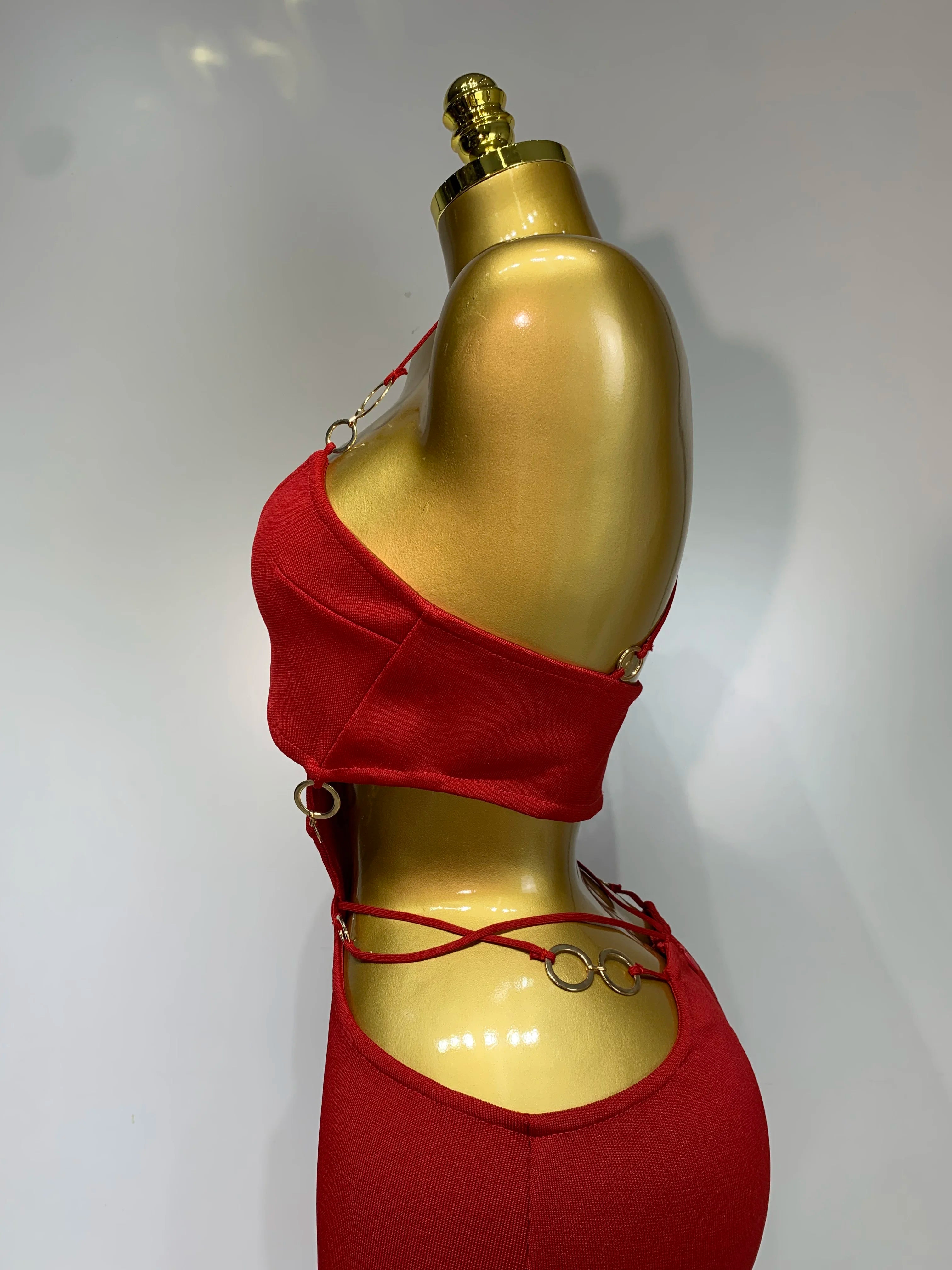 Sleeveless Halter Hollow Out Bodycon Long Bandage Dress