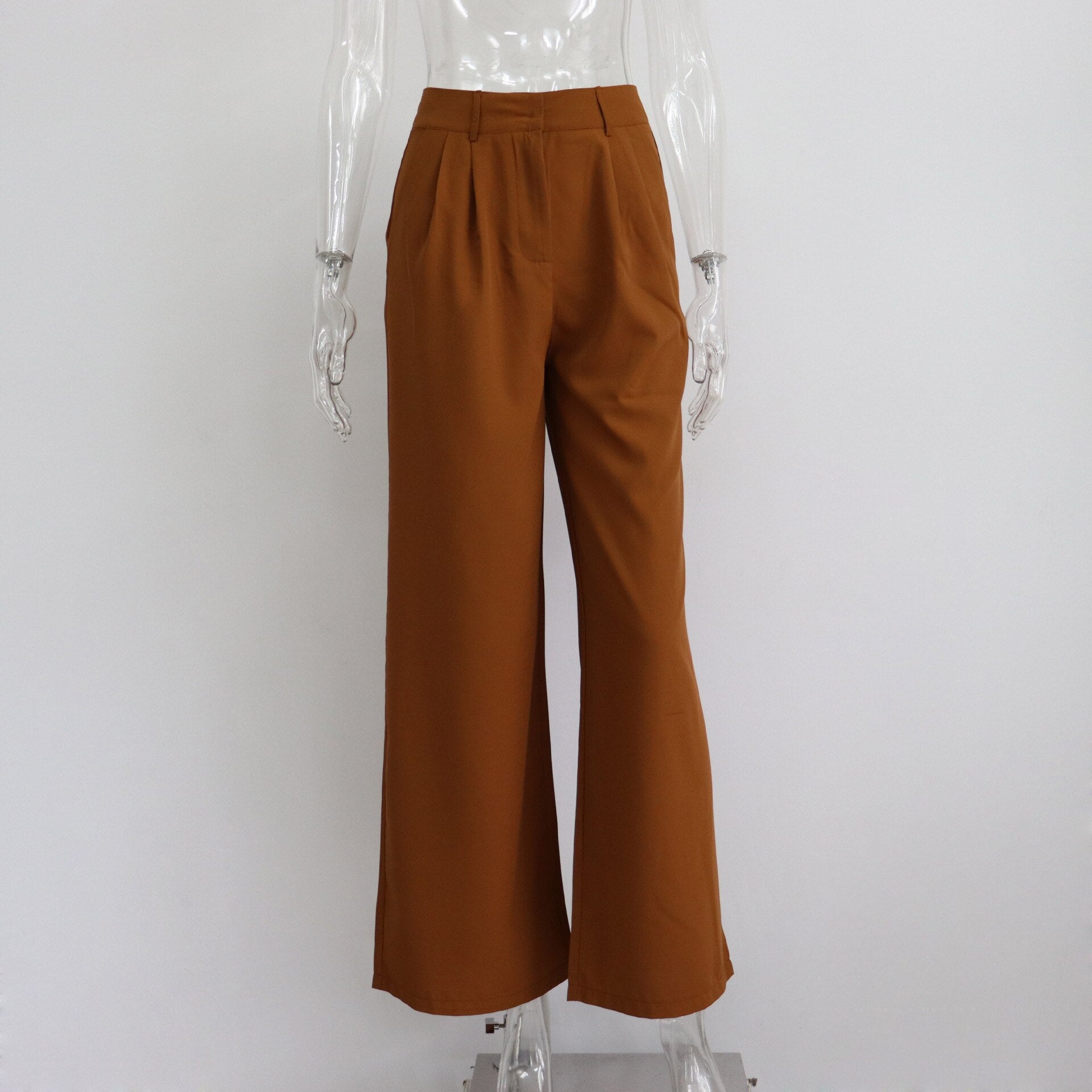 Casual High-waisted Straight Trousers