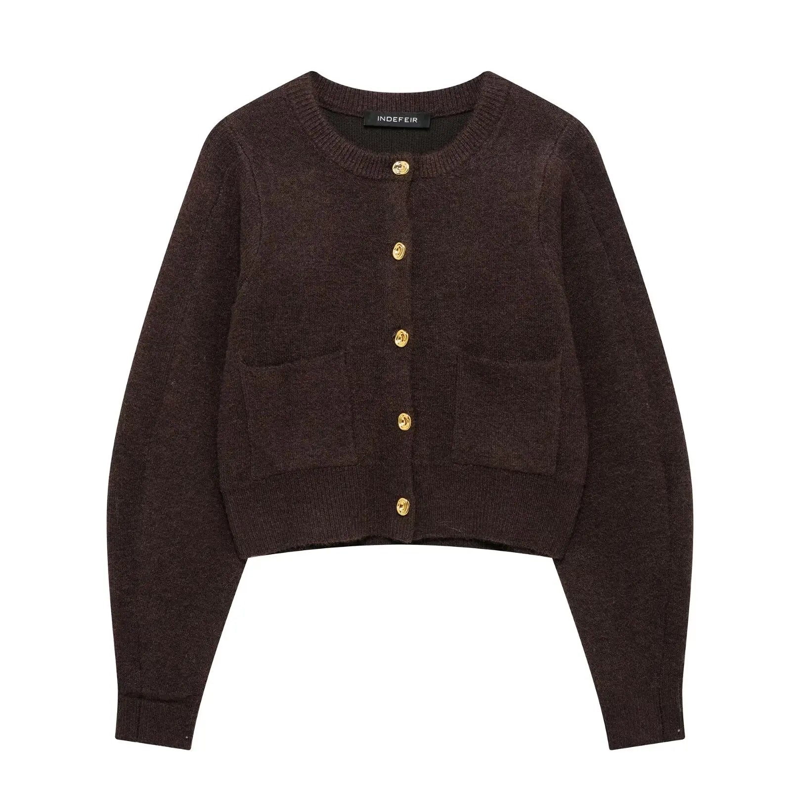 Knitted Two Pieces Autumn Winter Round Neck Long Sleeve Cardigan Sweater Waist Mini Skirt