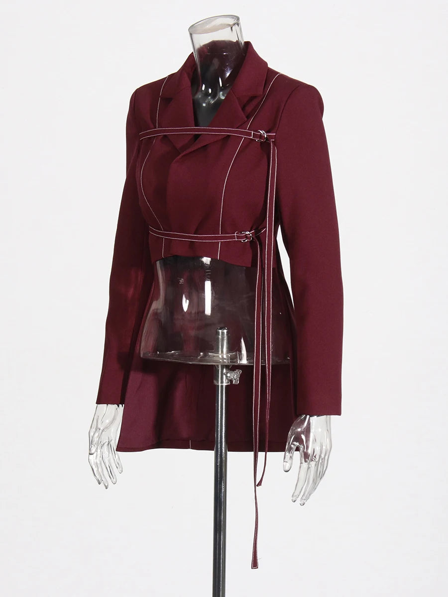 Two Piece Set Notched Collar Long Sleeve Top High Waist Straight Pant Temperament Sets