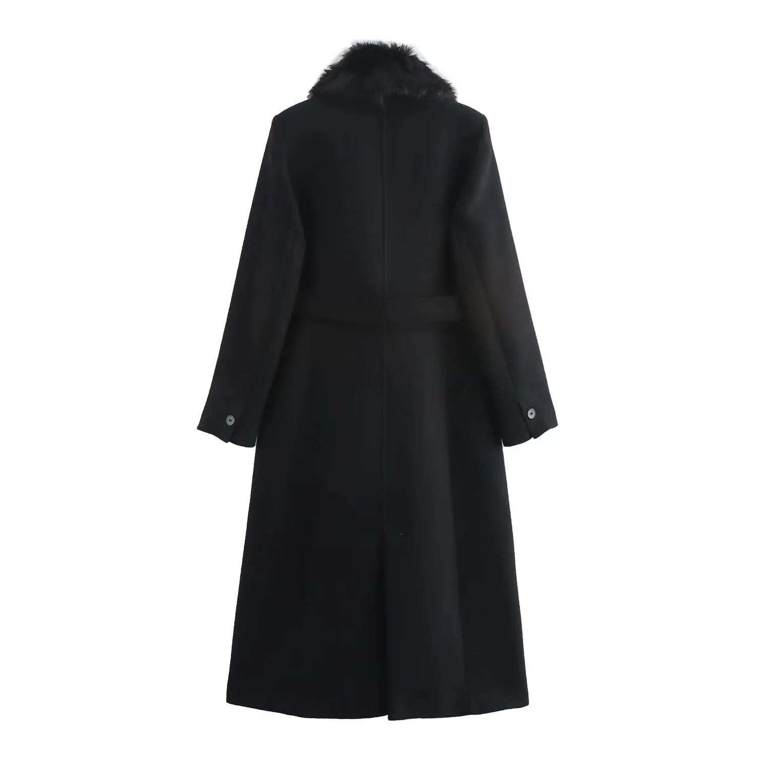 Long Sleeved Fur Collar Belt Long Coats