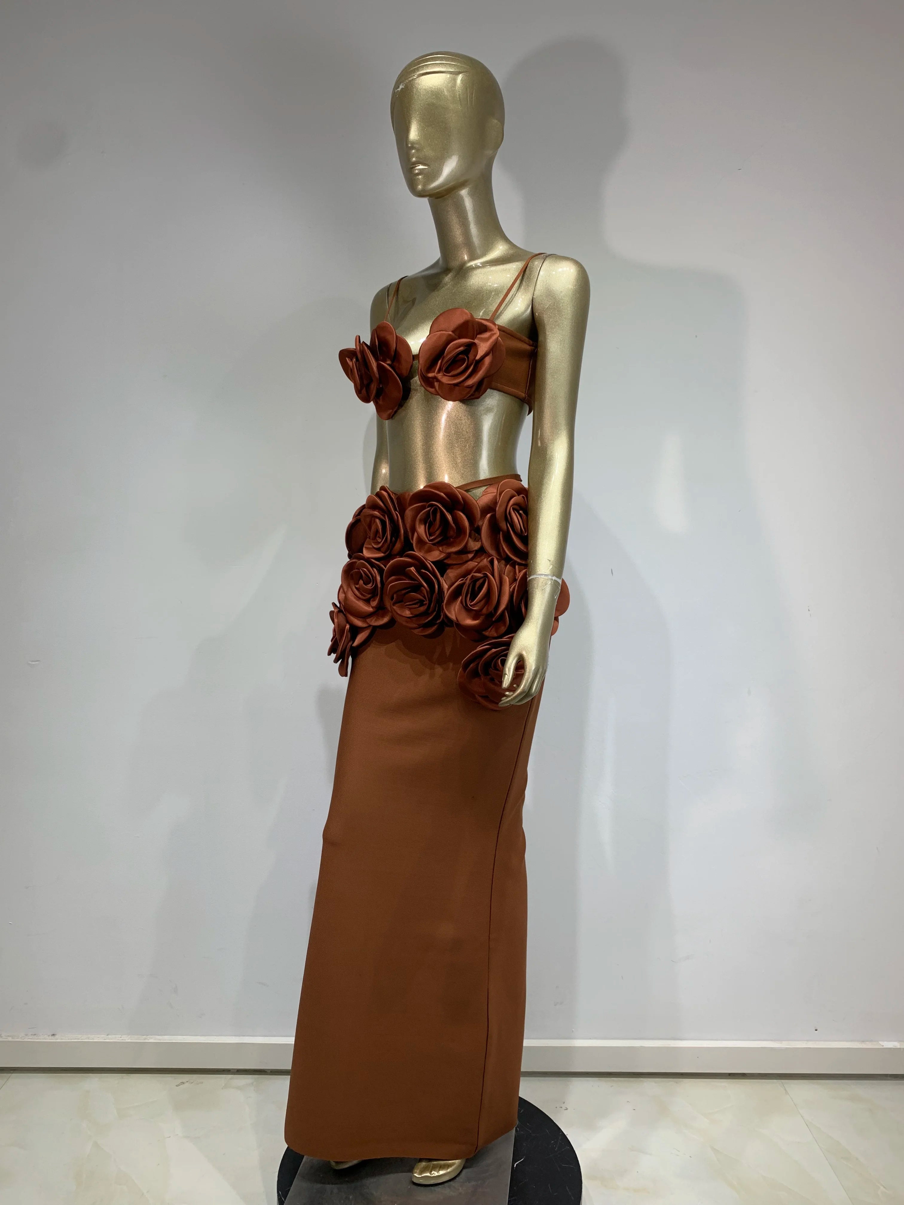 Backless Halter Maxi Long Bandage Skirt Set