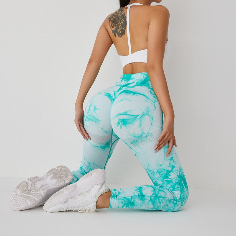 Seamless Tie Dye Yoga Pants Sports Leggings