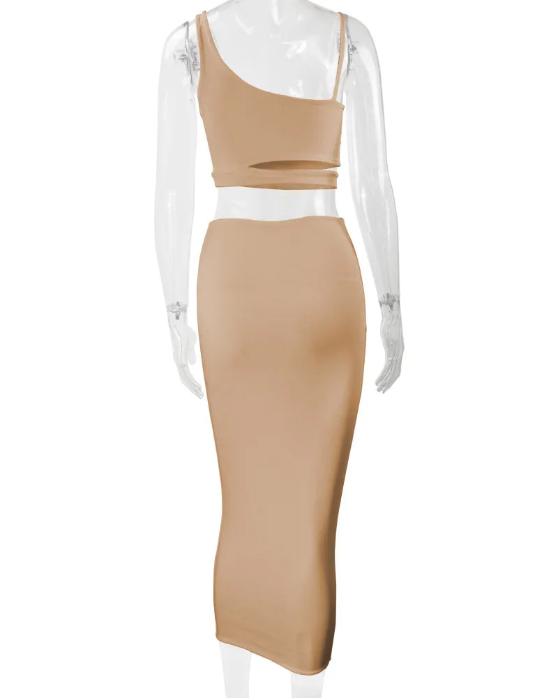 Elegant  Pleated Hollow out Two-piece Dress