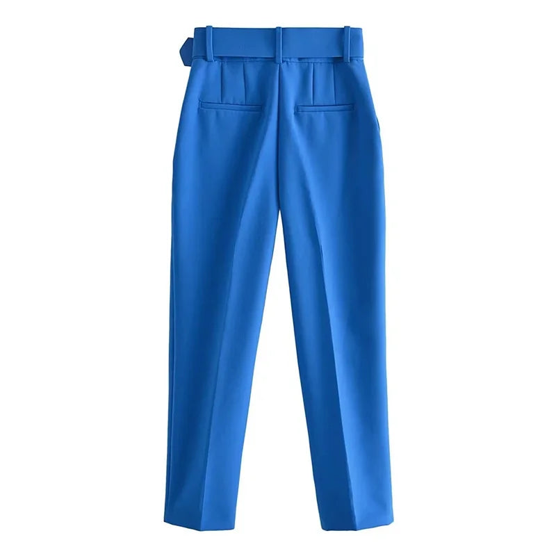 Vintage Straight High Waist Ankle-Length Suit Pant