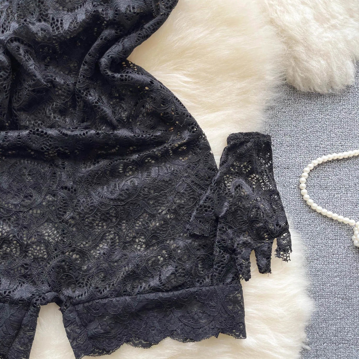 Hollow Out Lace Sleeveless Mesh Playsuit Bodysuit