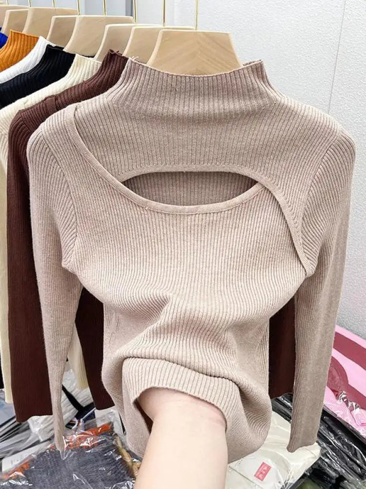 Hollow Out Slim Vintage Soft Warm Pull Pullover Knitted Sweater