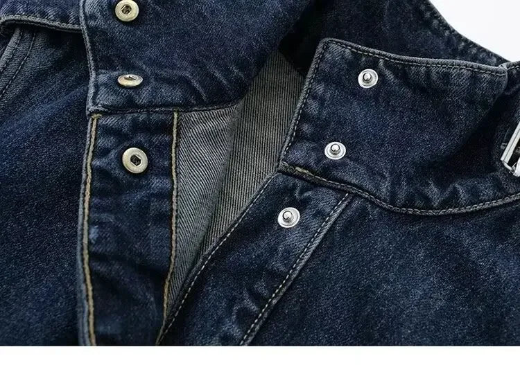 Elegant Long Denim Style Women's Coat