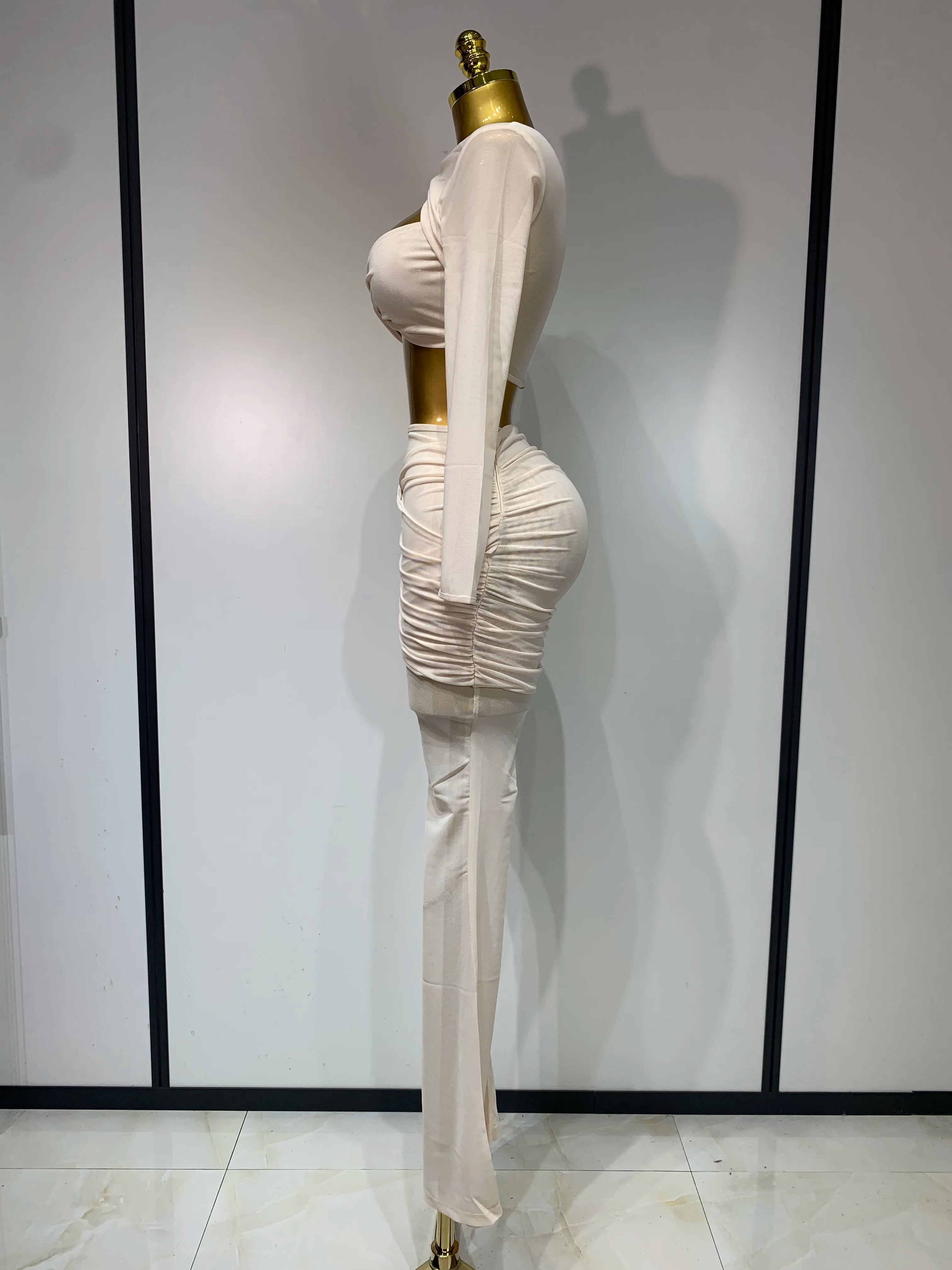 See Through Mesh Two Piece Set Club Birthday Evening Party Outfit