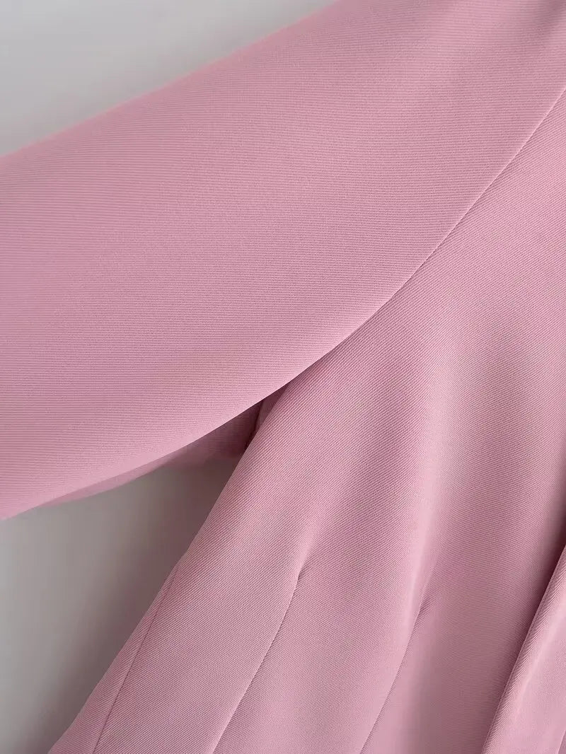 Elegant Blazer Pants Set Loose Lapel Single-breasted Jacket Coat Wide Leg Trousers Matching Suits