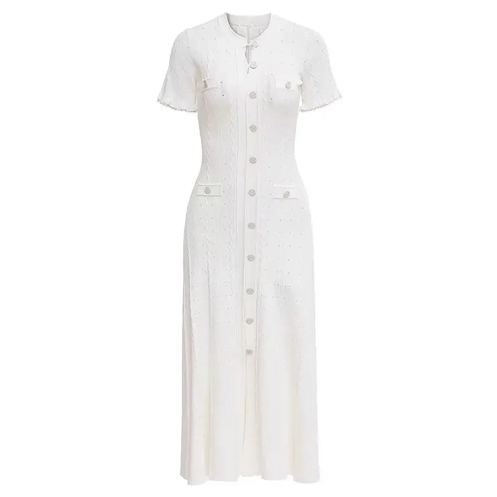 Short-Sleeved Hollow Out  Knitted Dress
