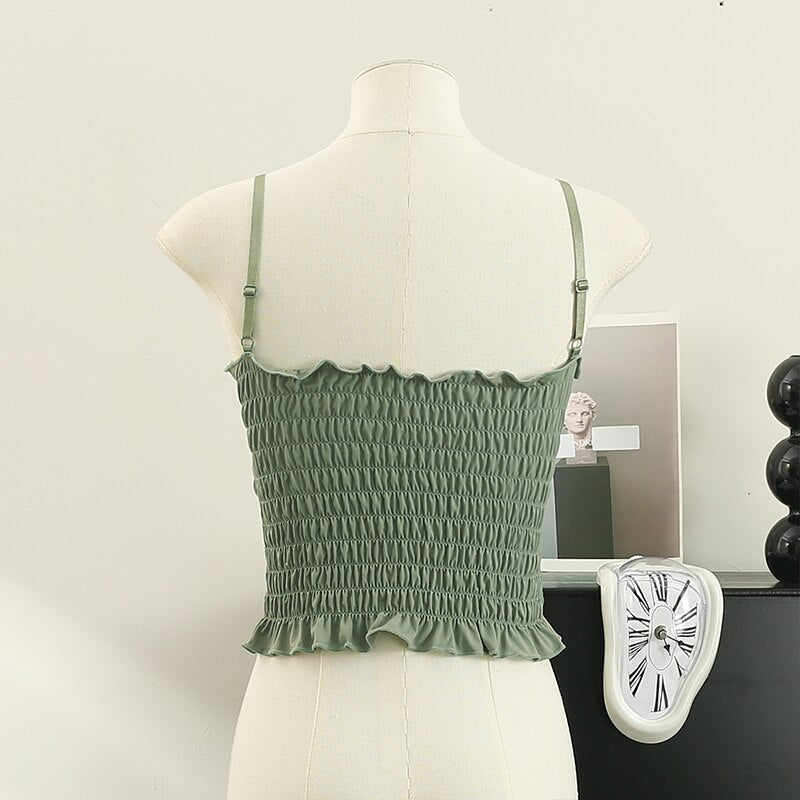 Spaghetti Strap Chic Pleated Tank Top