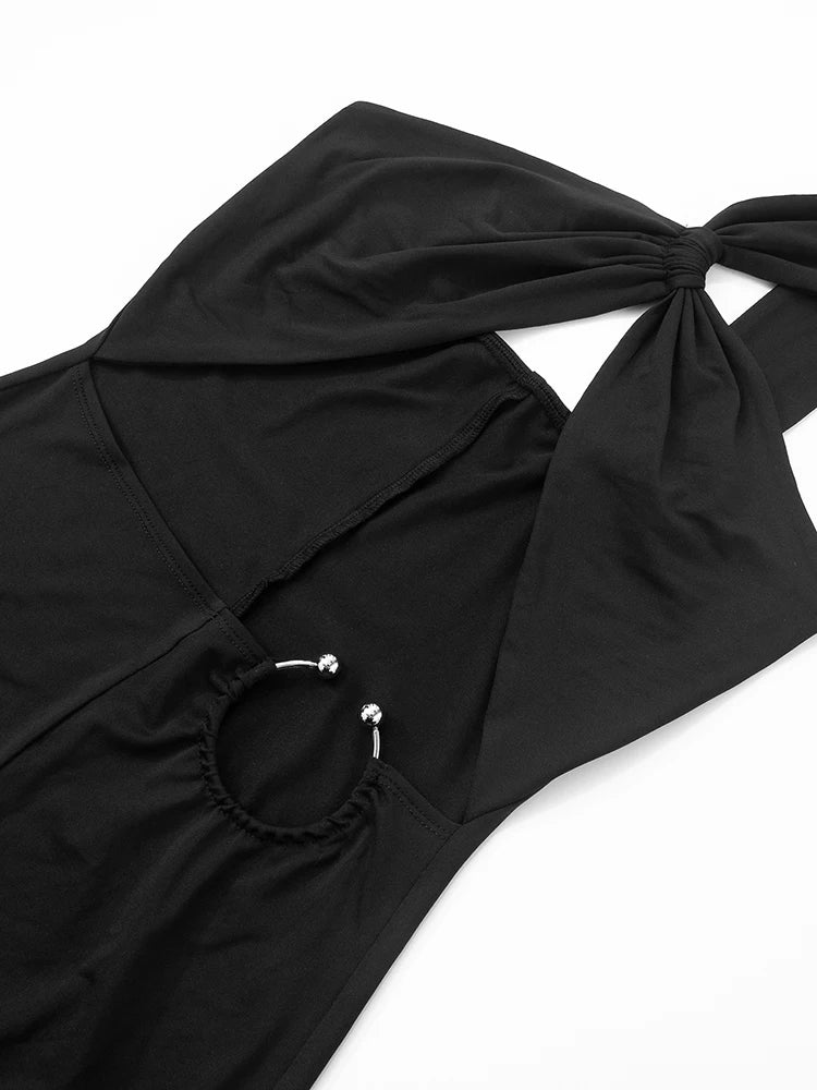Hollow Out Irregular Single Shoulder Strap Sleeveless  Jumpsuits