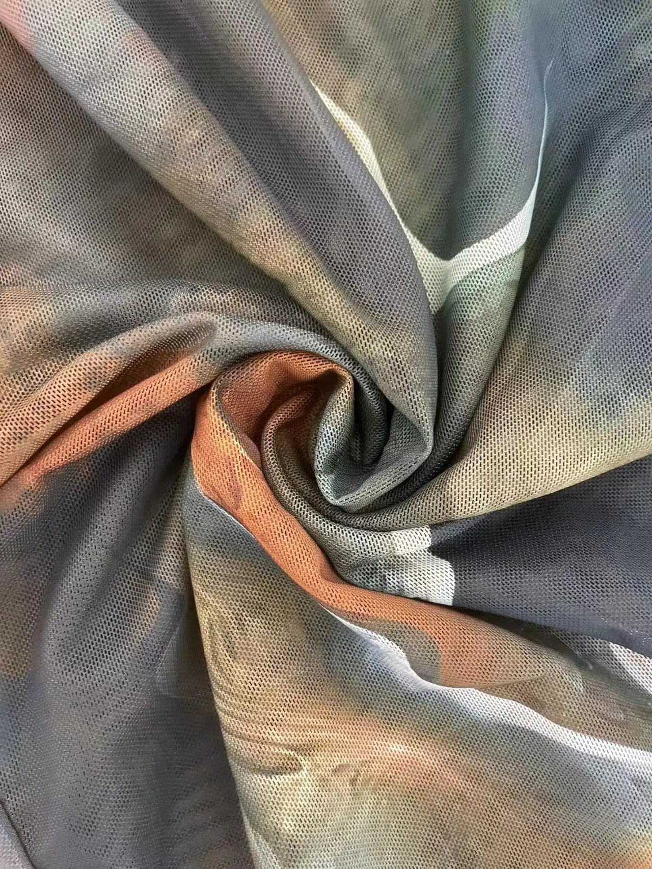 Tie Dye Print Mesh Long Sleeve Bodycon Overalls Jum[psuit