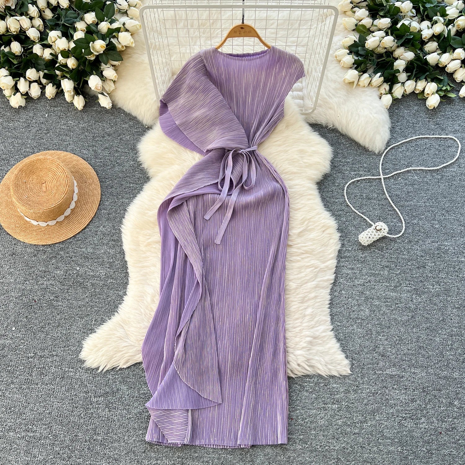 Chic asymmetrical Spliced High Waist A-line Dress