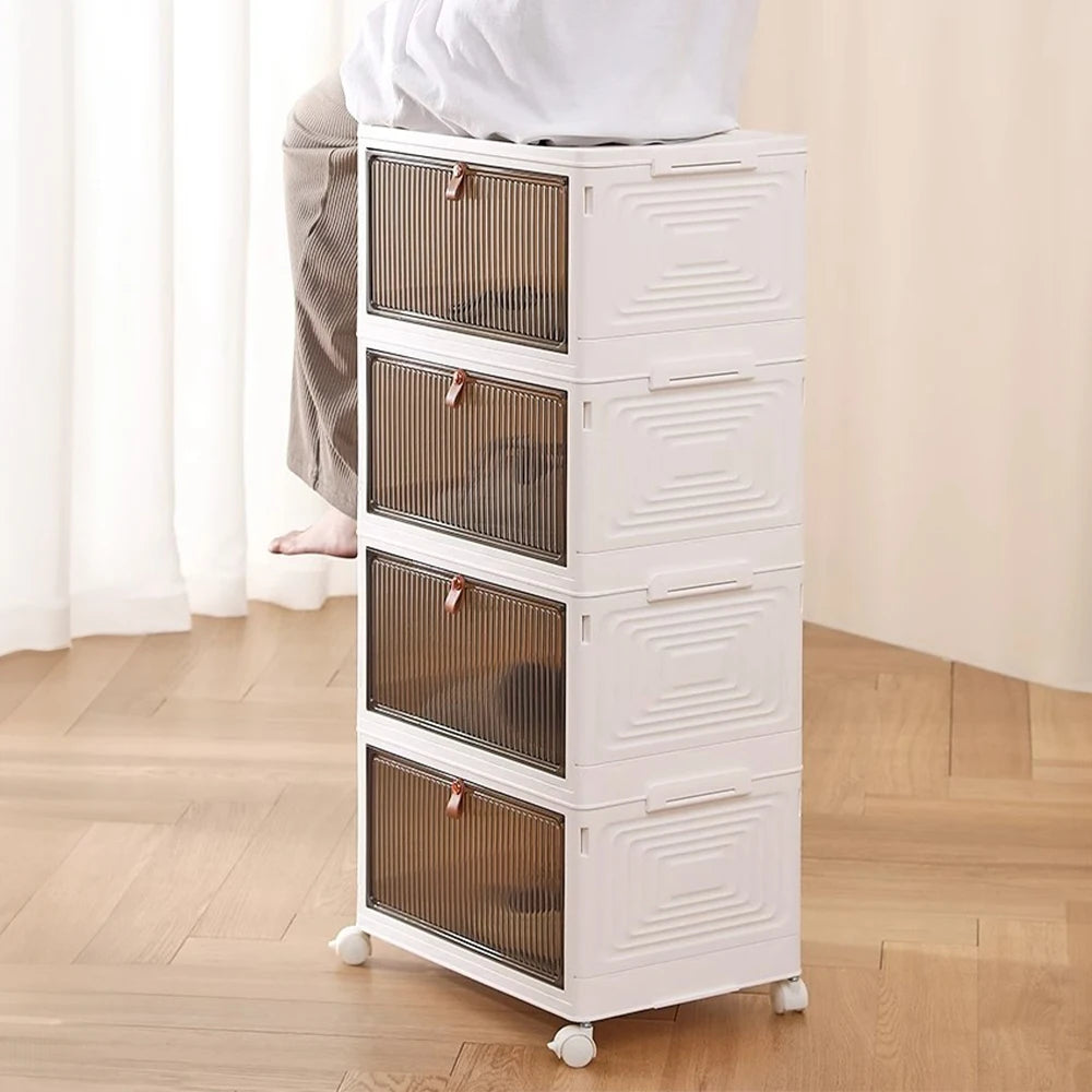 4-layer Thicken Foldable Shoe Storage Box with Wheels
