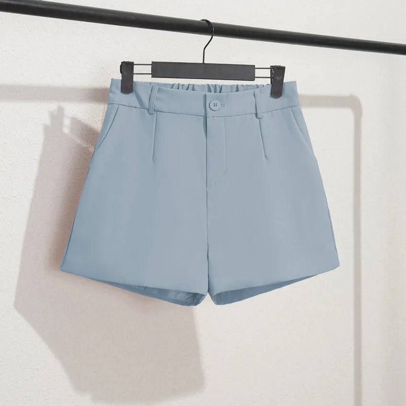 Solid Casual Elegant Office Lady Short Elastic Waist Basic All-match Loose Shorts