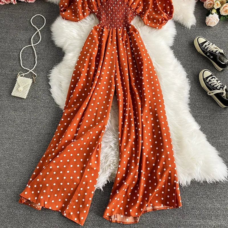 V Neck Dolman Sleeves Floral Print Wide Leg Jumpsuit