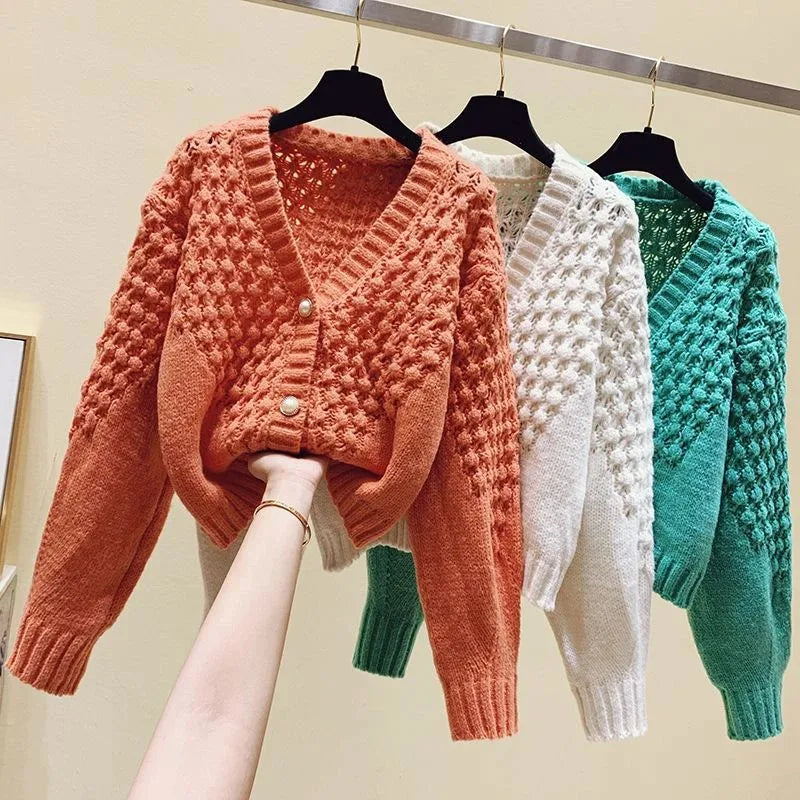 Sweater Cardigans Imitate Mink Wool Top Autumn Winter Knitted Korean Oversize Long Sleeve Sweater