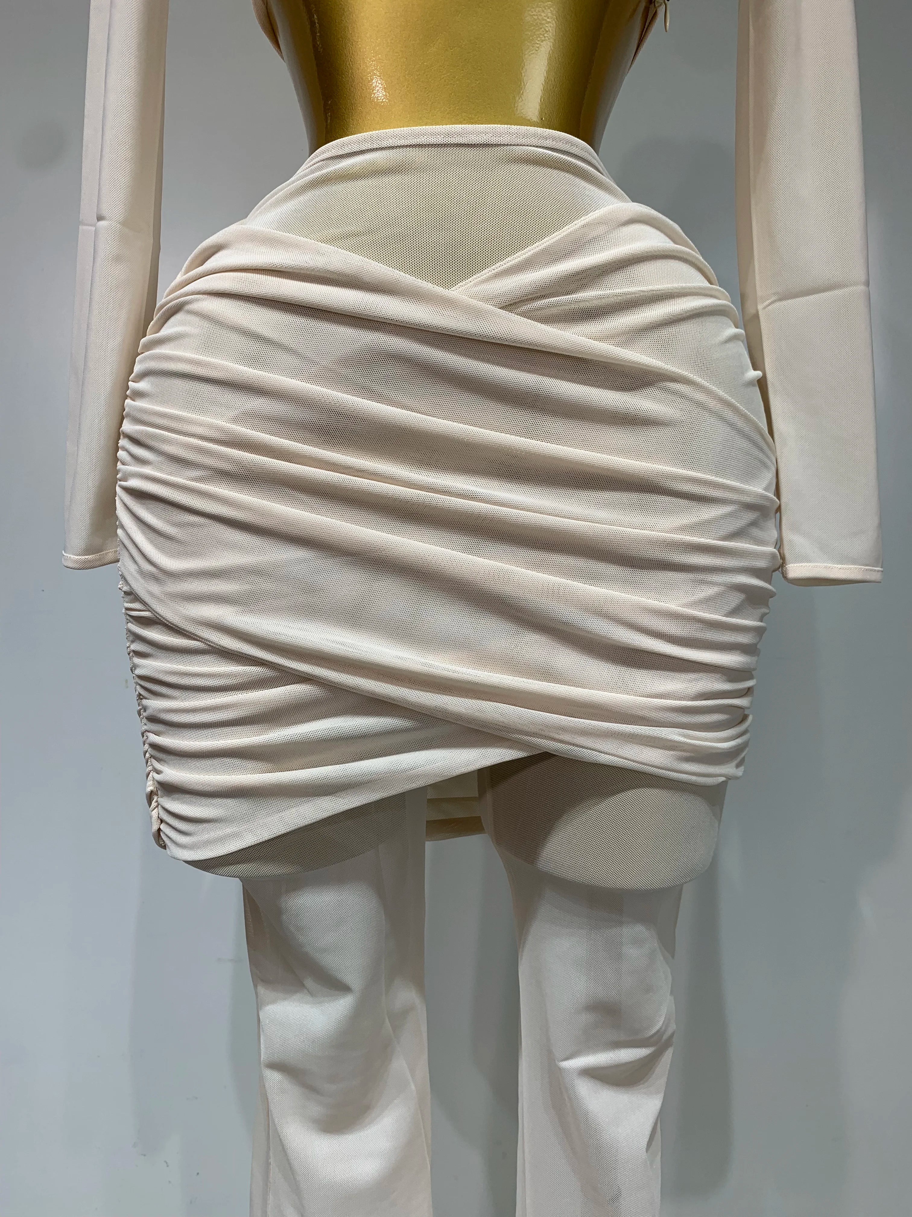 See Through Mesh Two Piece Set Club Birthday Evening Party Outfit