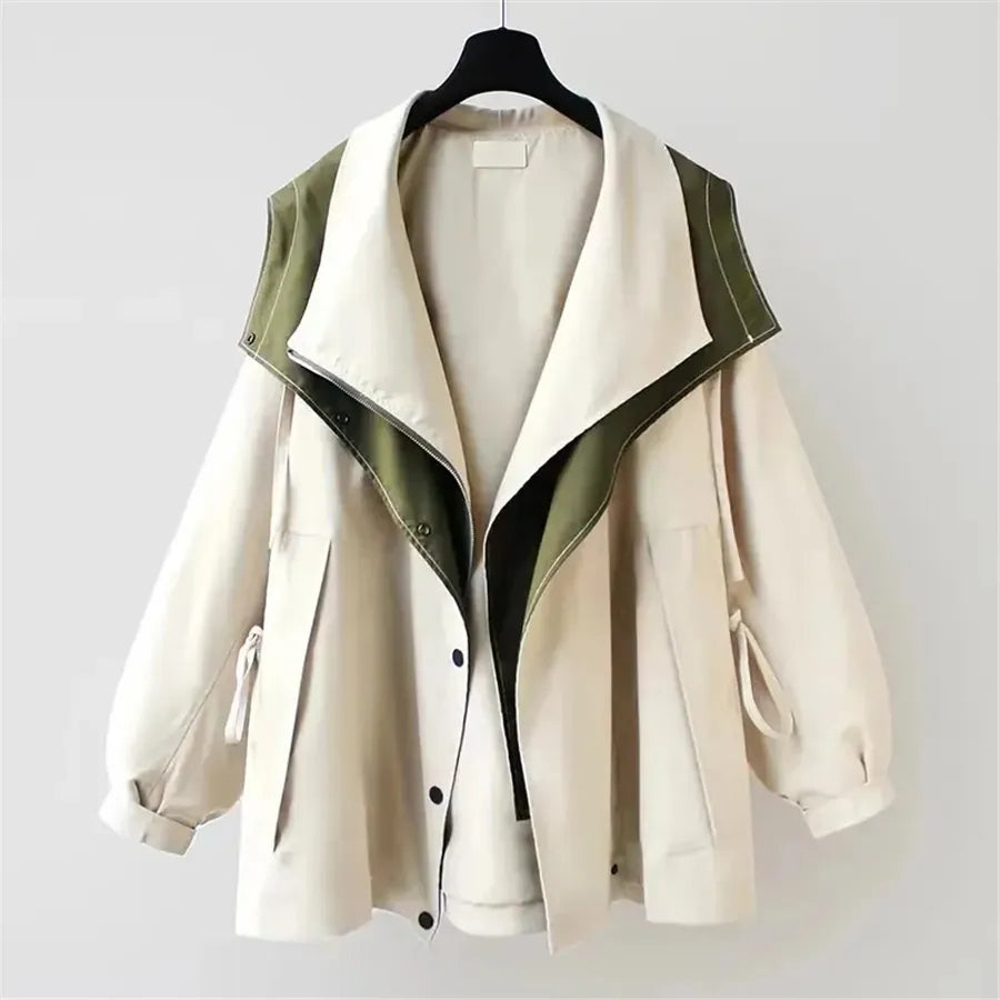 Loose Trench Patchwork Coats