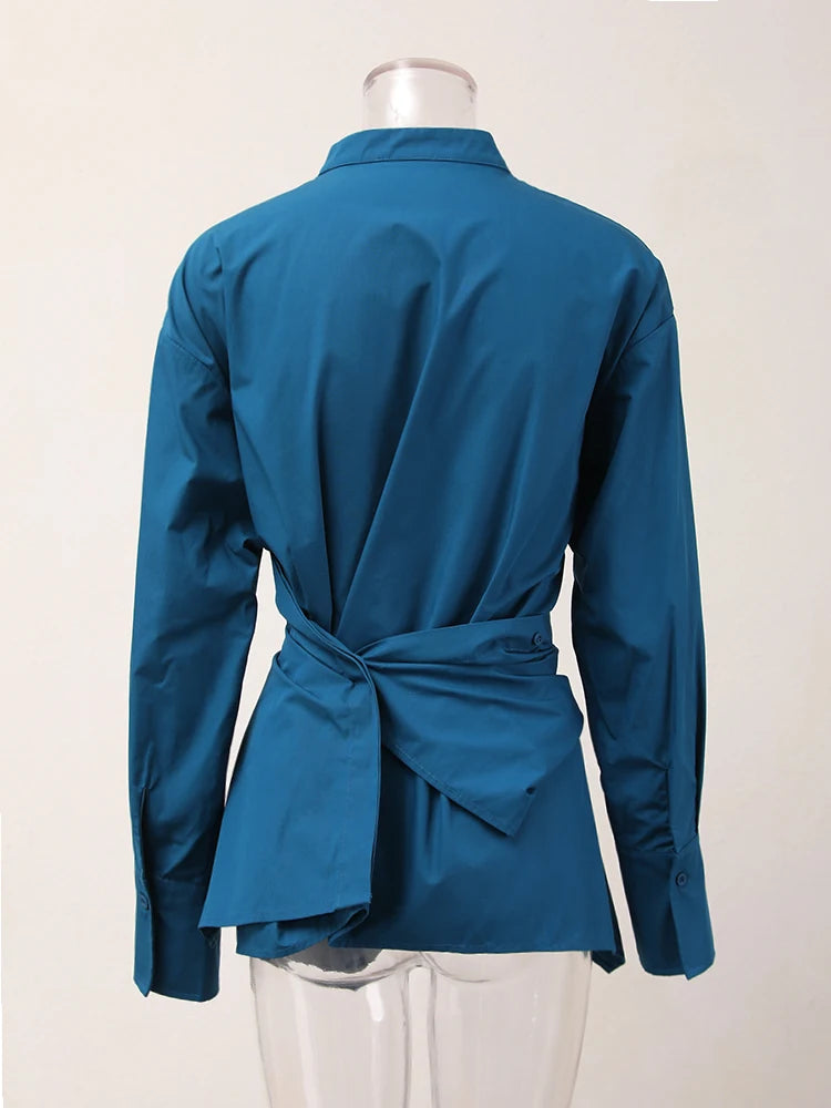 Irregular Cross Button Big Size Women Blouse
