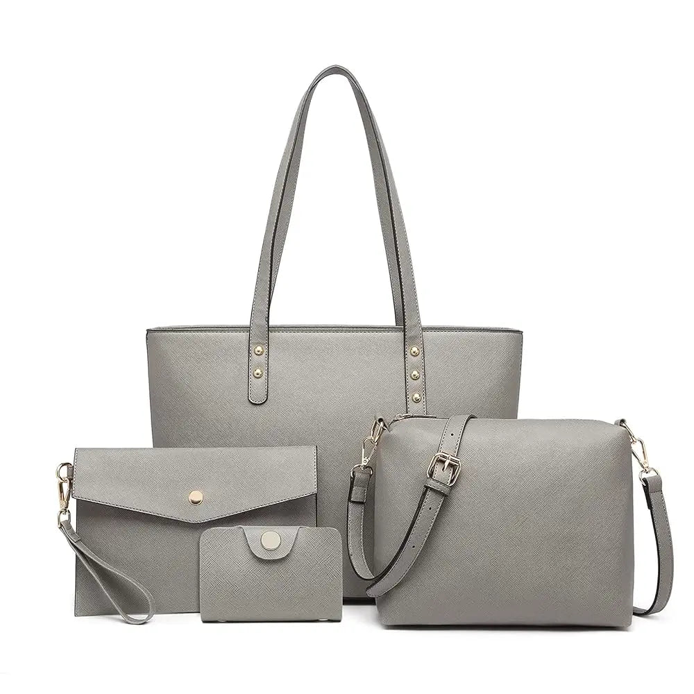 4 in 1 Totes Crossbody PU tote Leather Shoulder Handbag