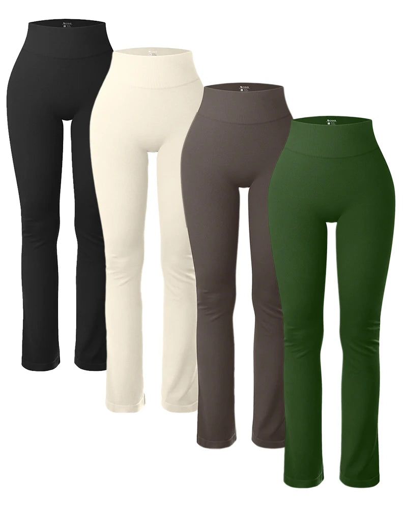 Solid Seamless Knit Yoga Flared Slim Casual Sports Leggings