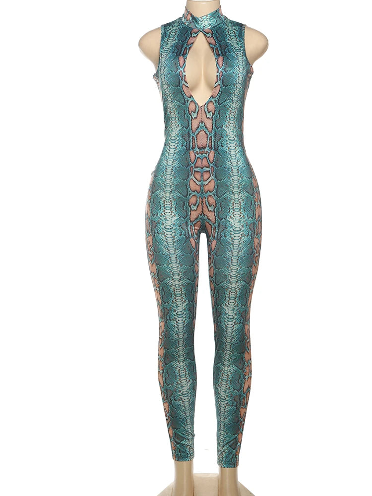Hollow Serpentine Sleeveless Jumpsuit