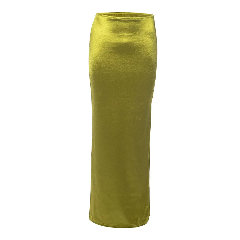 High Waist Side Slit Bodycon Maxi Skirts