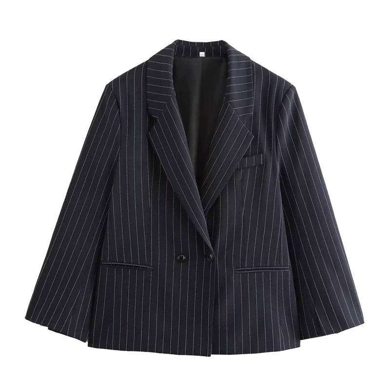 Pinstripe Loose Casual Elegant Chic Suit Coat