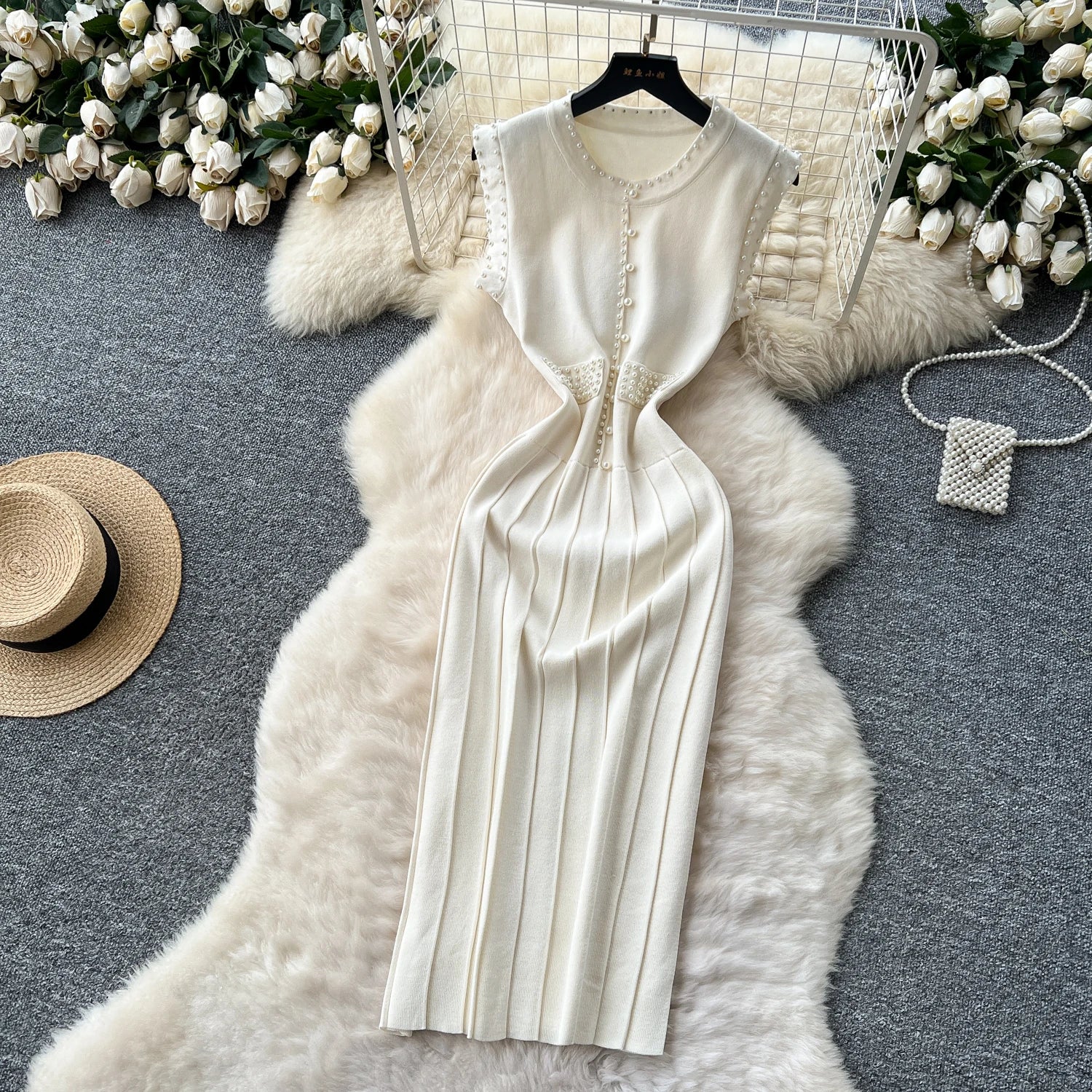 Knitting Sleeveless O Neck Slim Sundress