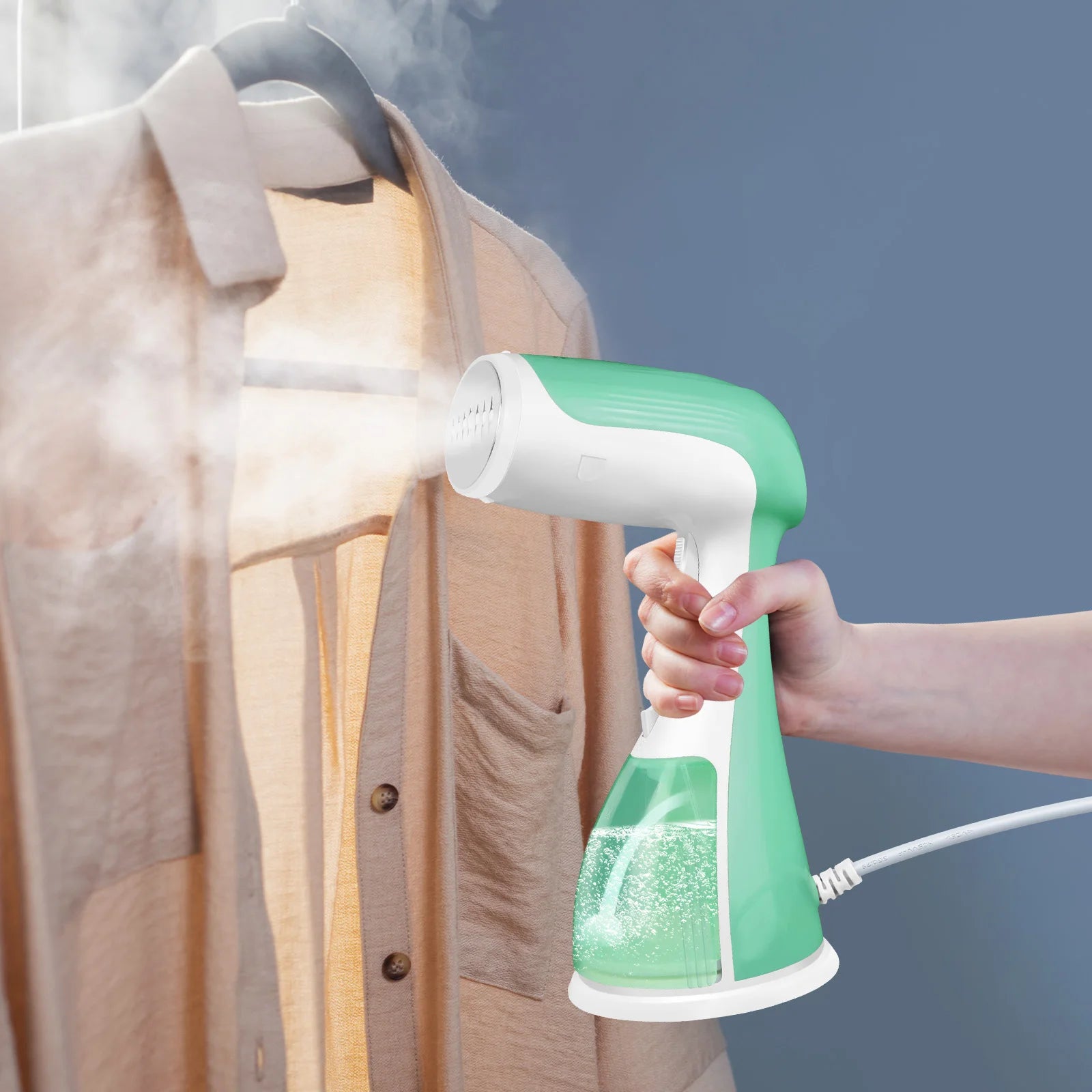 1500W Handheld Clothes Portable Steamer 300ml Water Tank, 30s Fast Heat-up, 27g/min, Stainless Steel Panel,1.5m Cable
