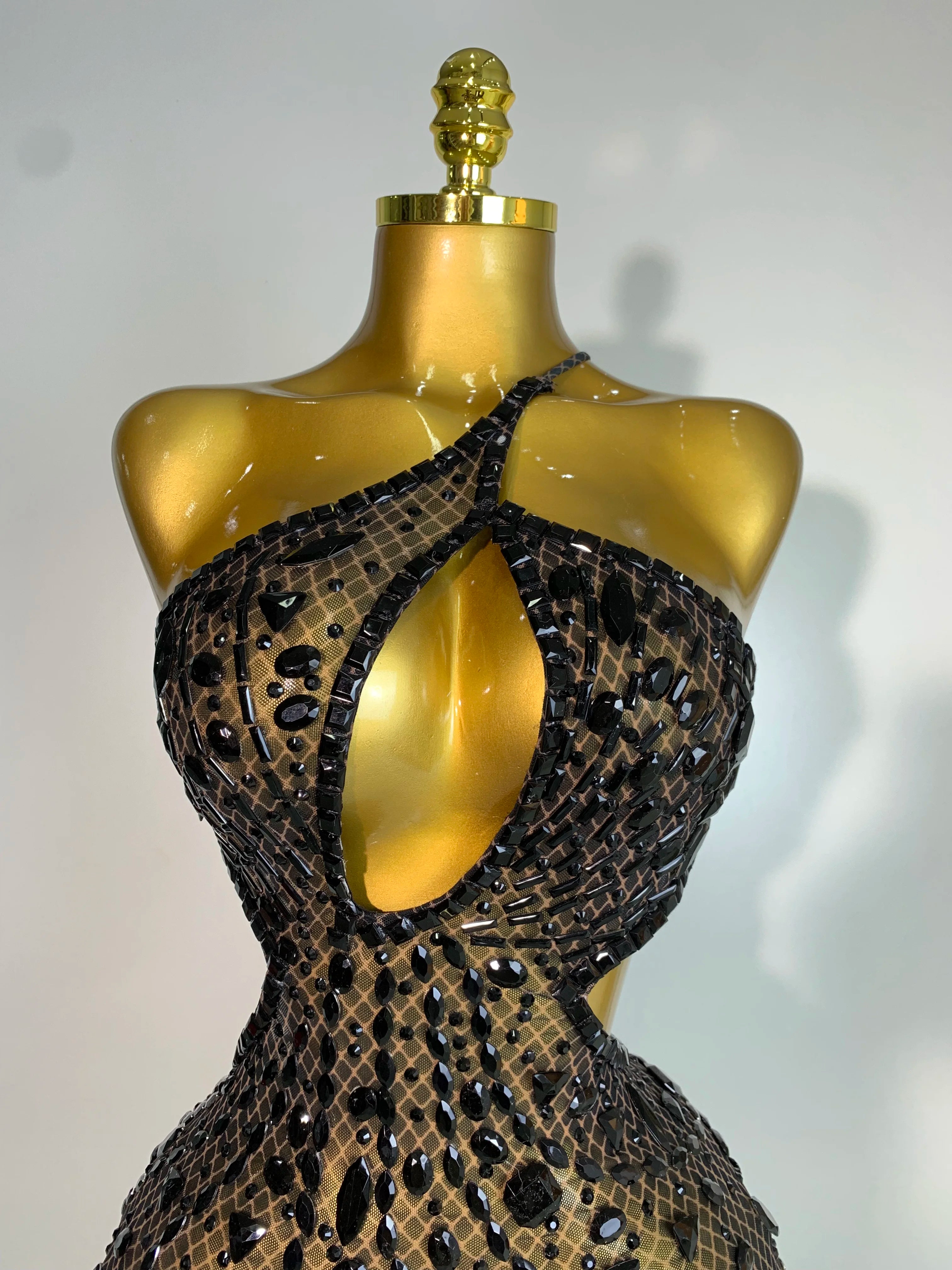 Sleeveless See Through Mesh Backless Evening Sparkling Dress