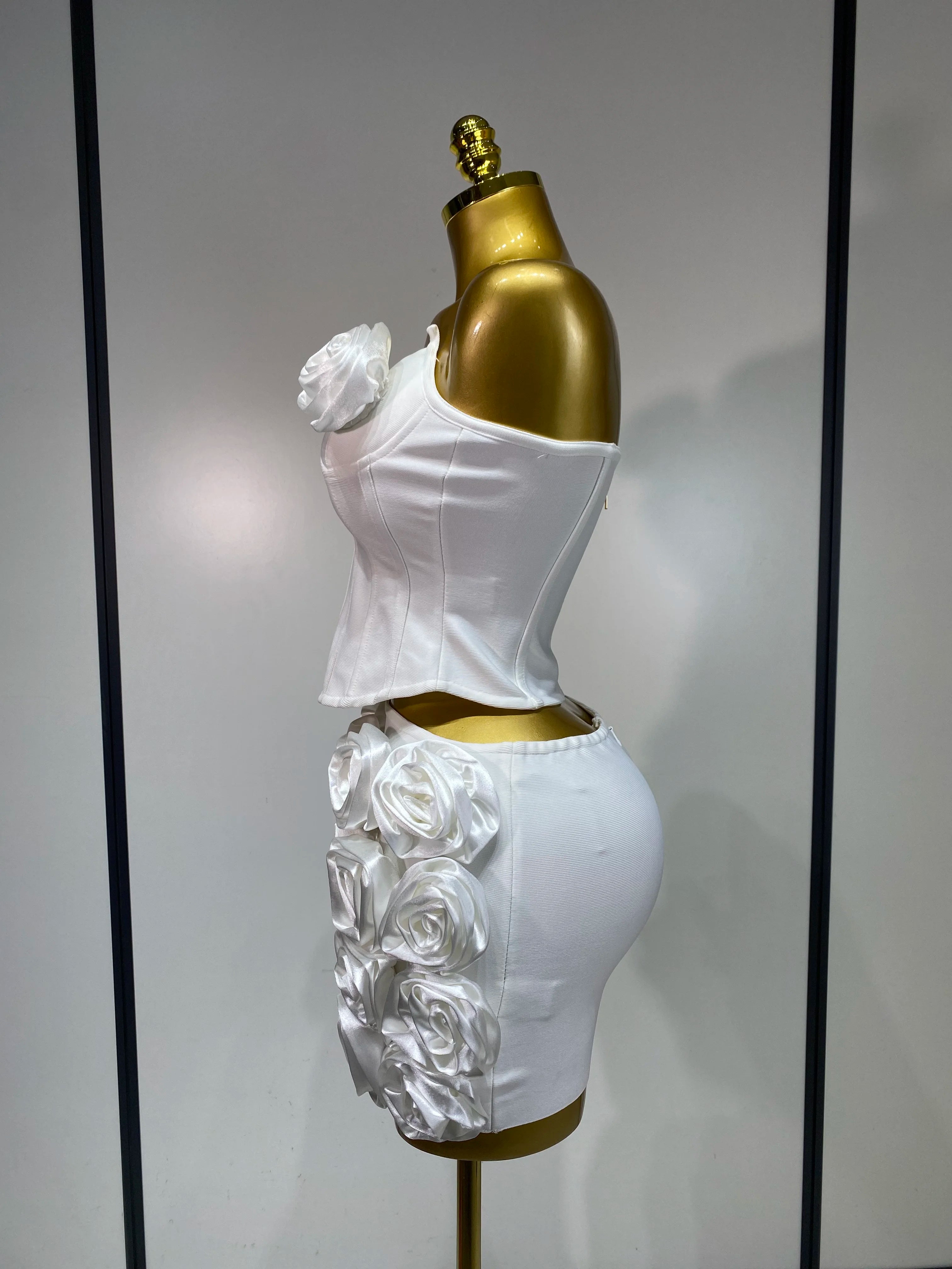 Strapless Bandage Top And Skirt Two Piece Set