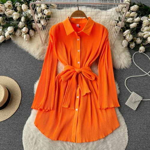 Pleated Shirt Dress