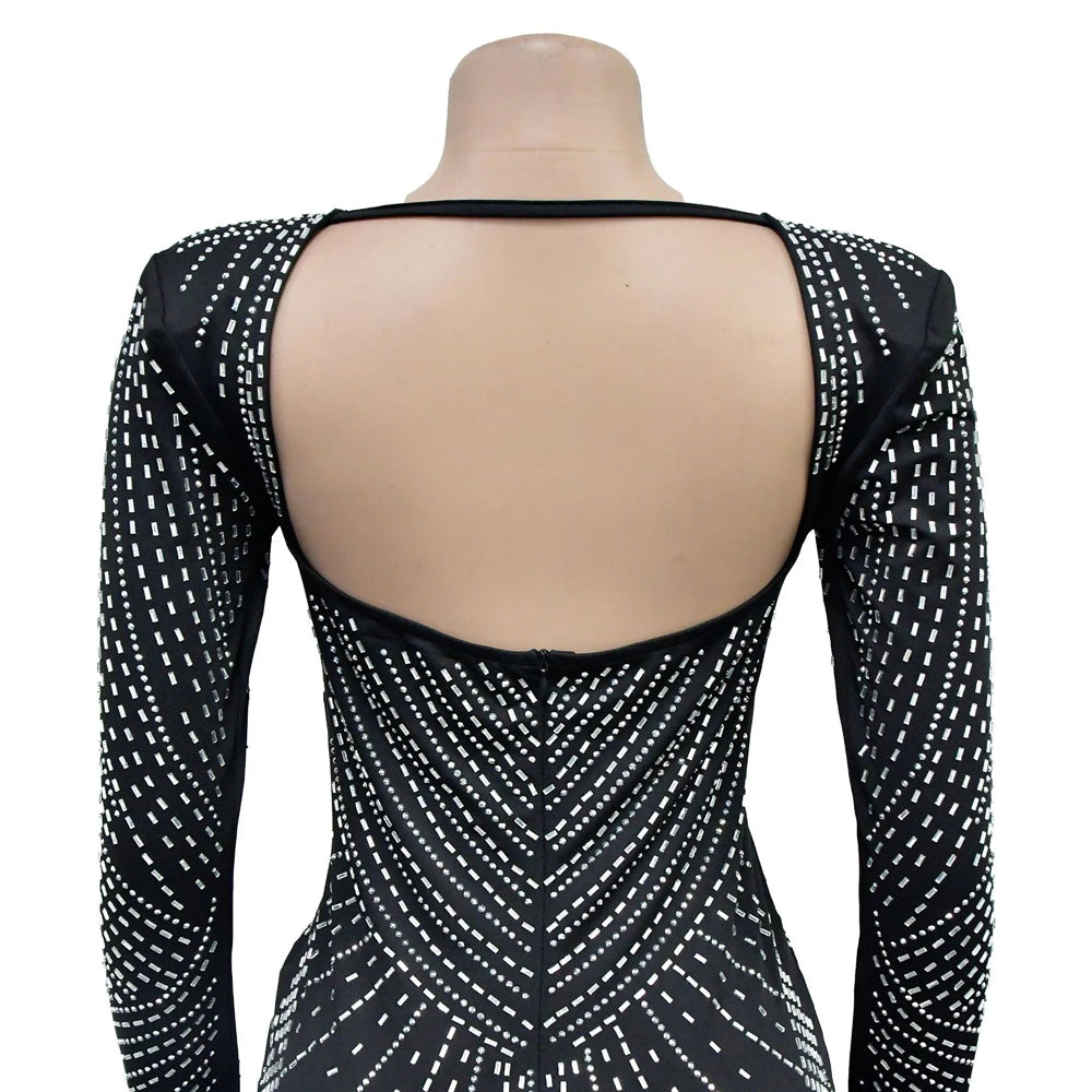 Rhinestone Padded Mini Dress