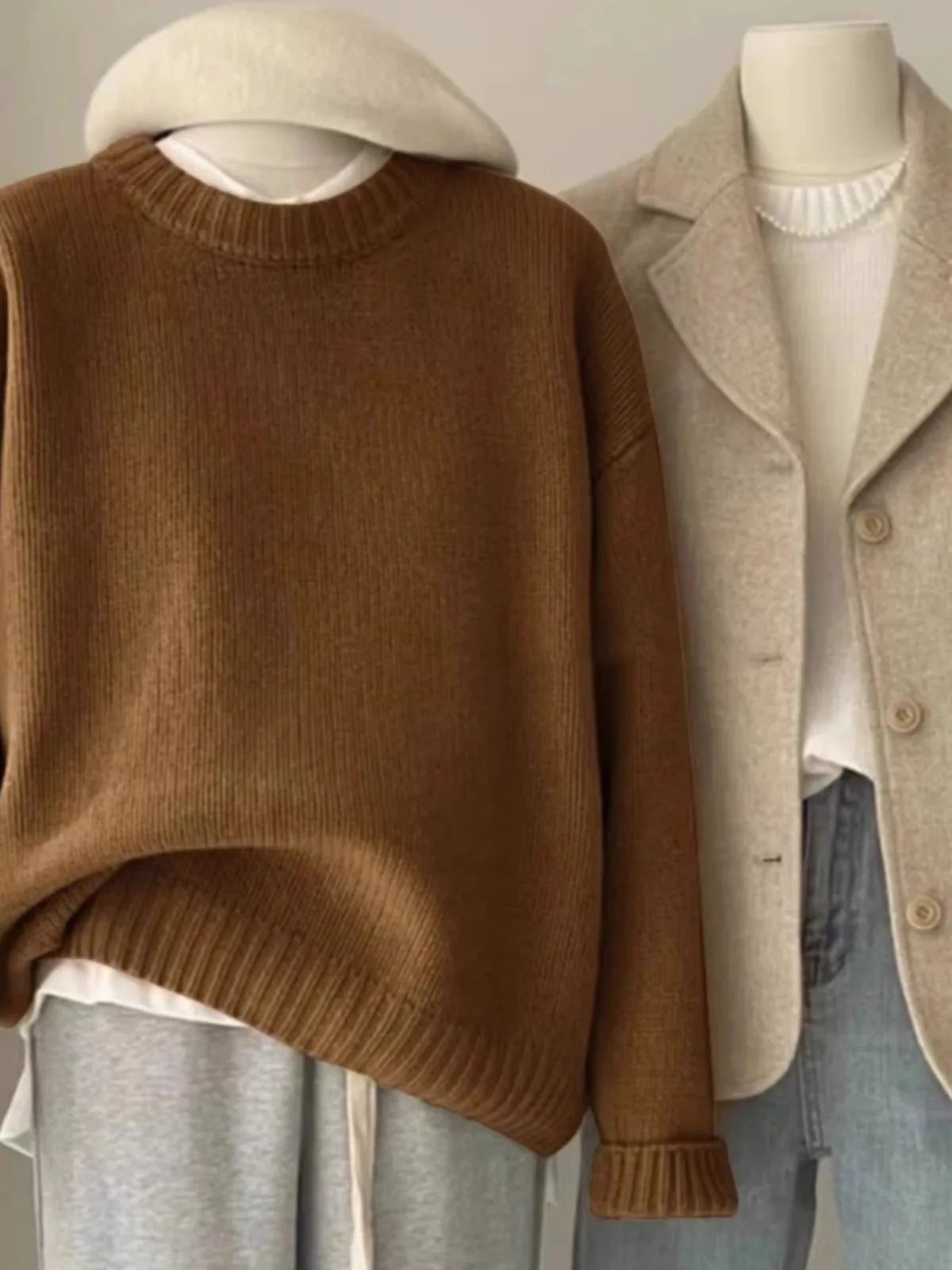 Soft waxy round neck 100 pure cashmere sweater