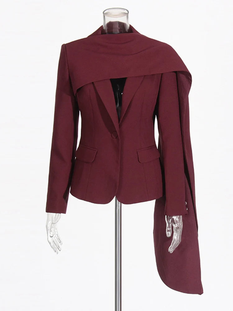 Shawl Design Notched Single Breasted Gathered Waist Coat