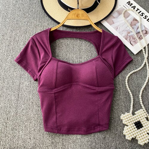 Chic T Shirt Hollow Out Casual Tops