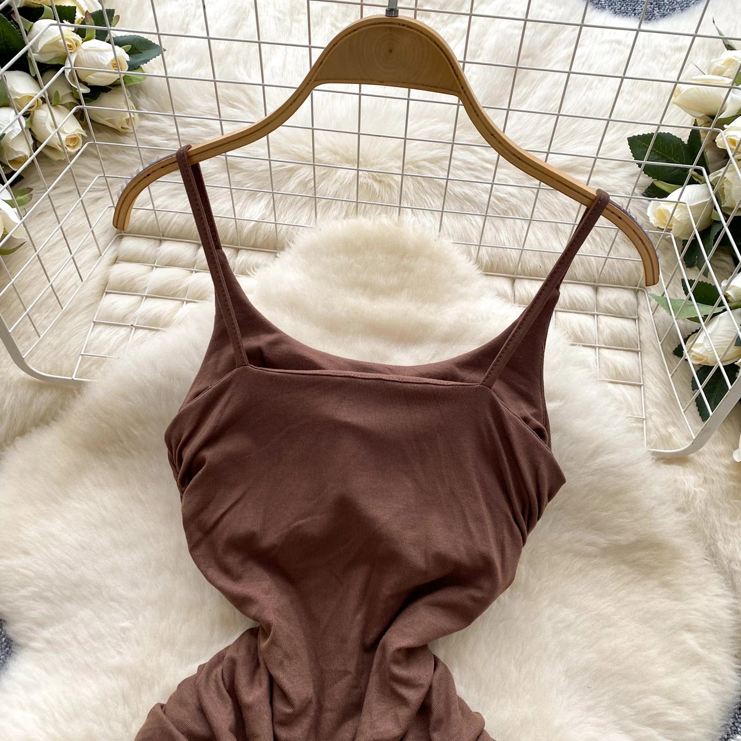 pleated sleeveless slim Vintage pencil dress