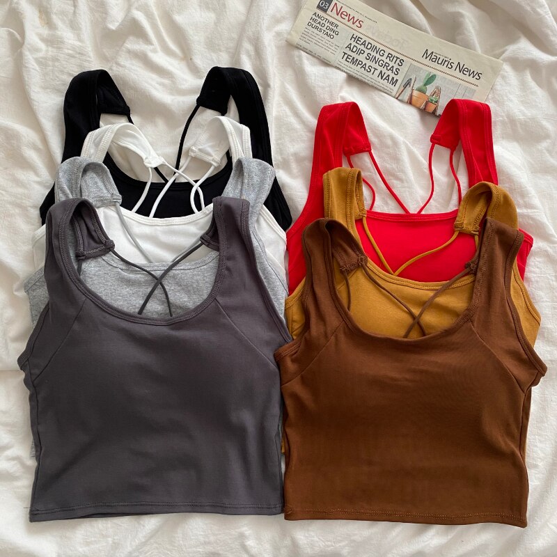 Spaghetti Strap Backless Casual Corset Crop Tank Tops