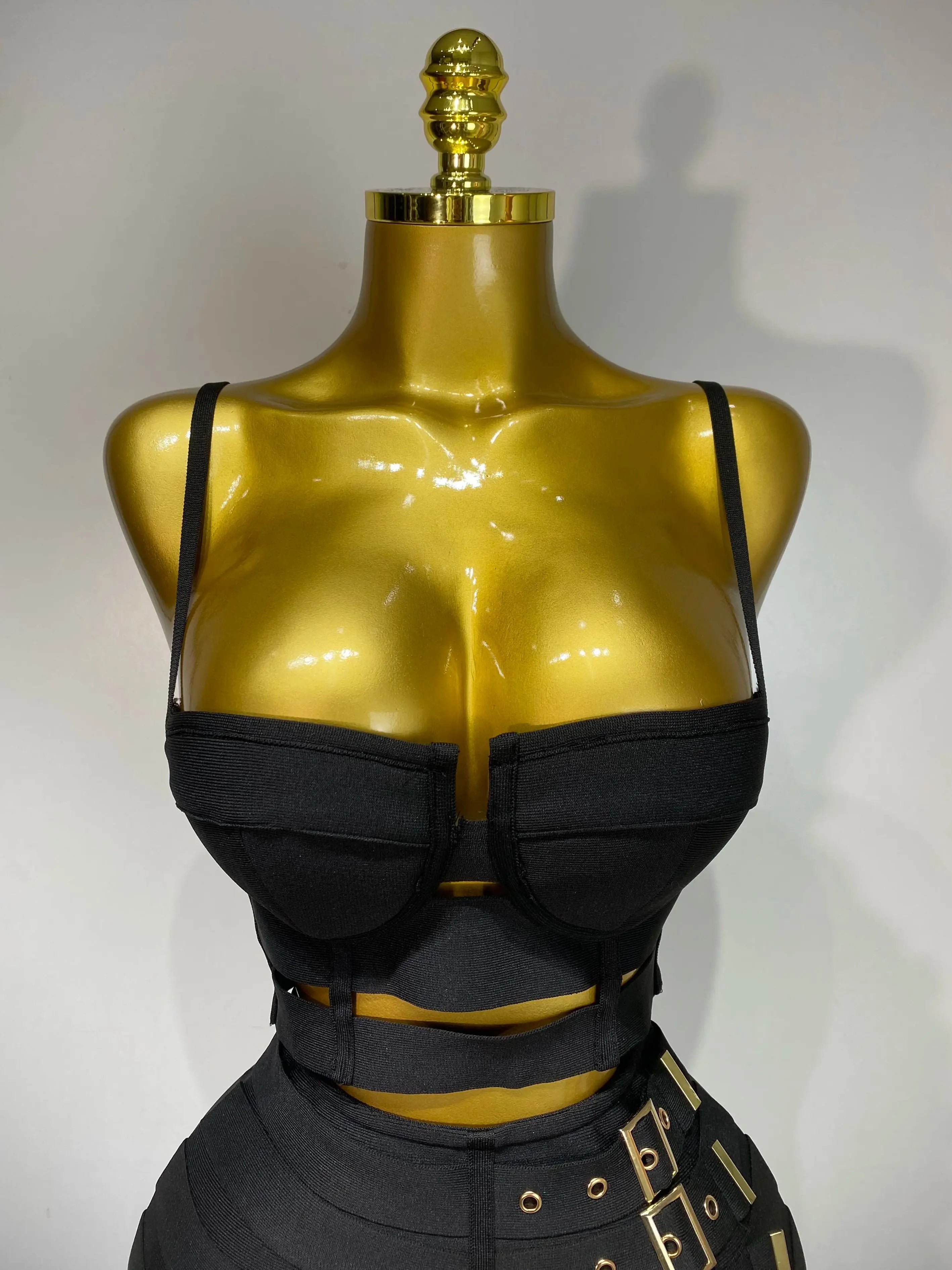 Cut Out Bodycon Bandage Top And Skirt Two Piece