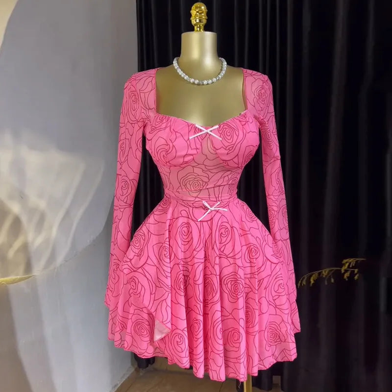 Elegant A Line Long Sleeves High Waist Bodycon Dress