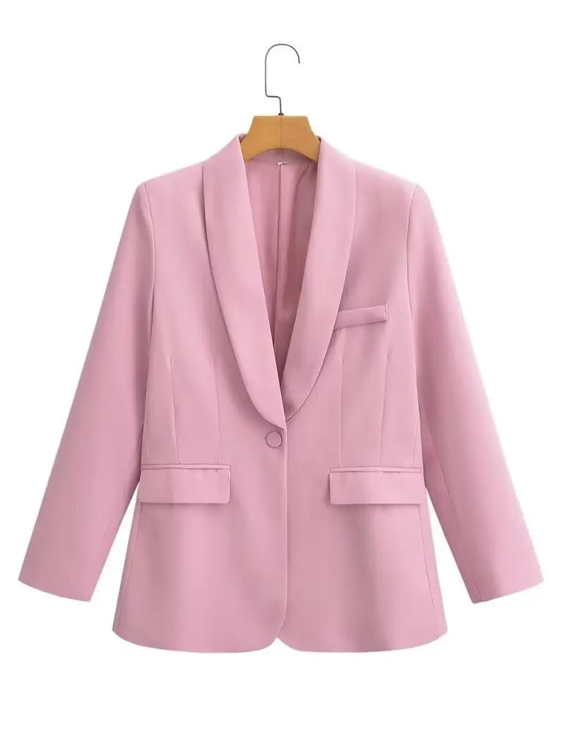 Elegant Blazer Pants Set Loose Lapel Single-breasted Jacket Coat Wide Leg Trousers Matching Suits