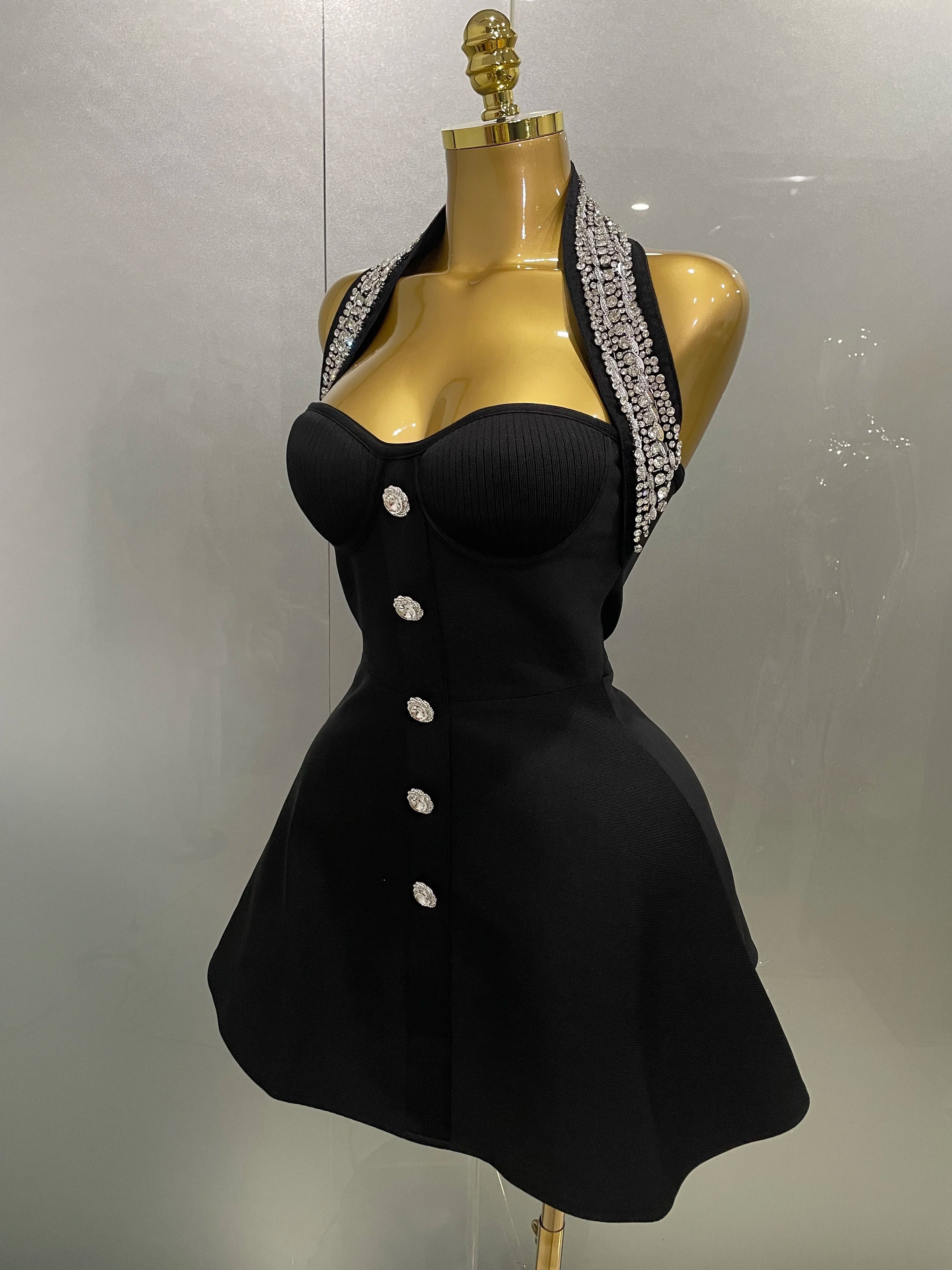 Off the Shoulder Shinning Crystal Bodycon Bandage Dress