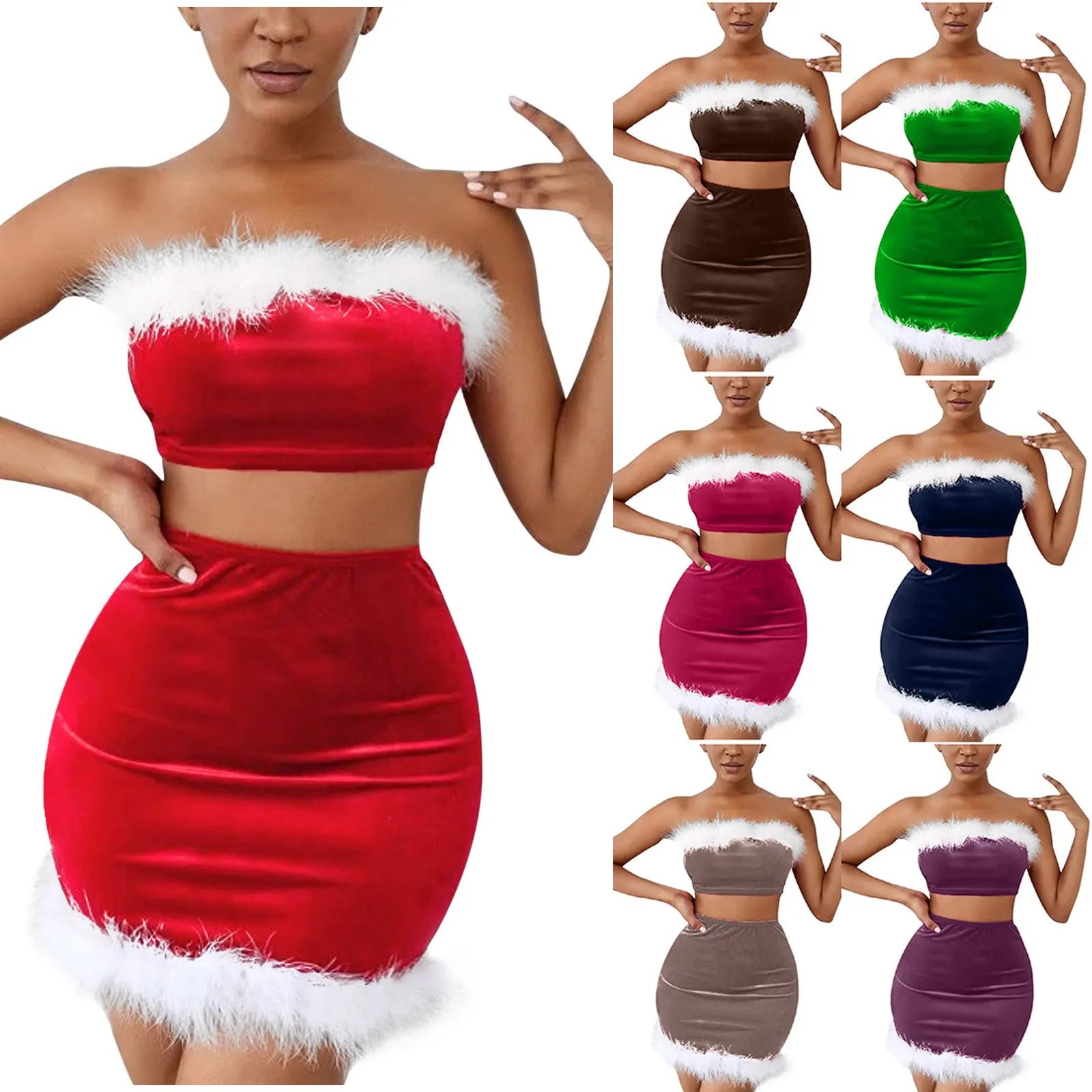 Christmas Lace Dress Plush Wrap Chest